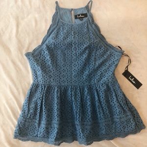 Blue Lace Peplum Top